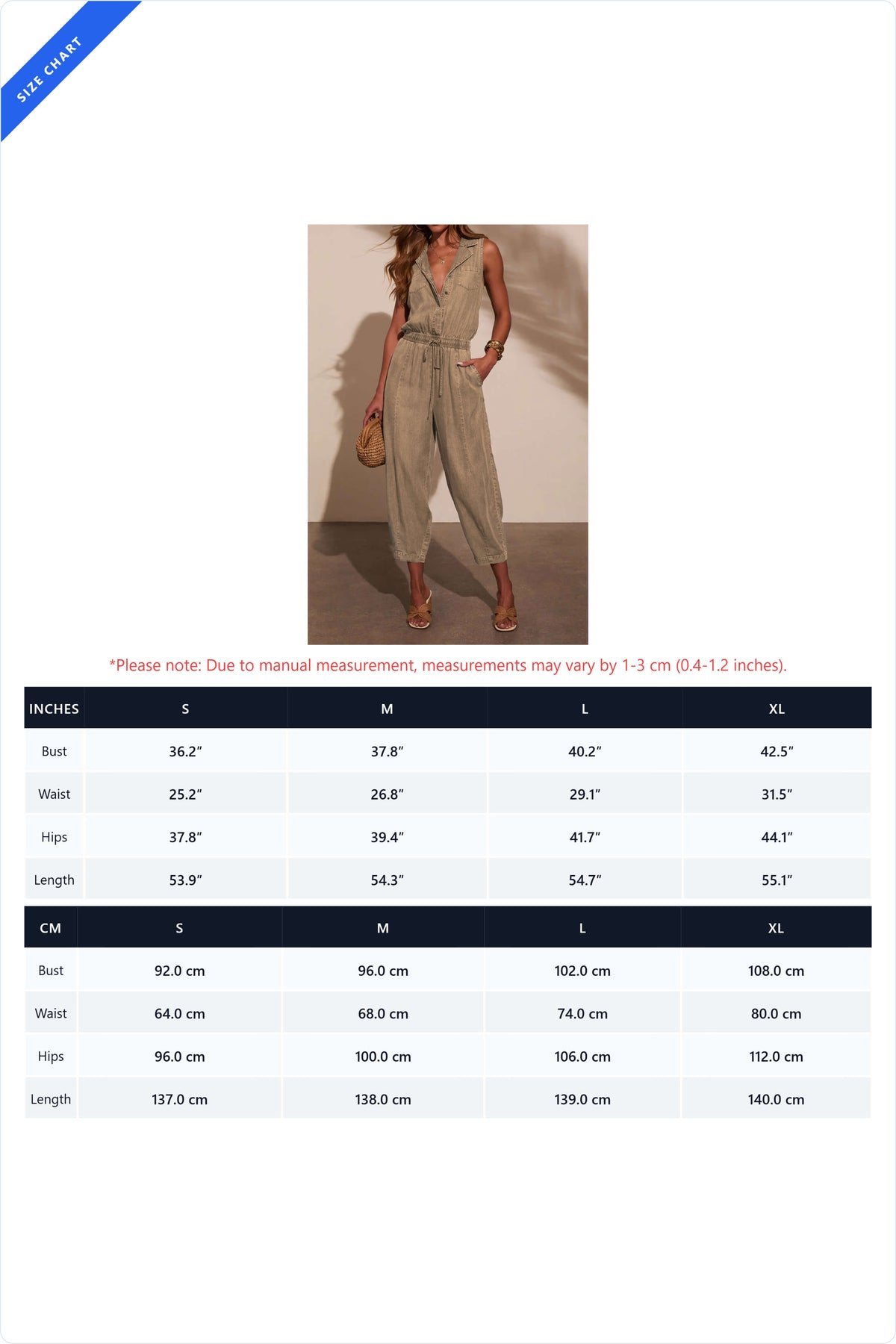Sleeveless Drawstring Denim Utility Jumpsuit Lavish Daily