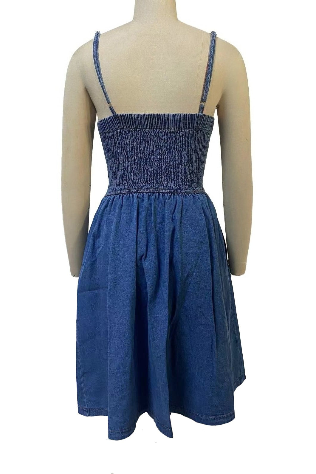 Button-Down Denim Midi Sundress with Pockets Lavish Daily
