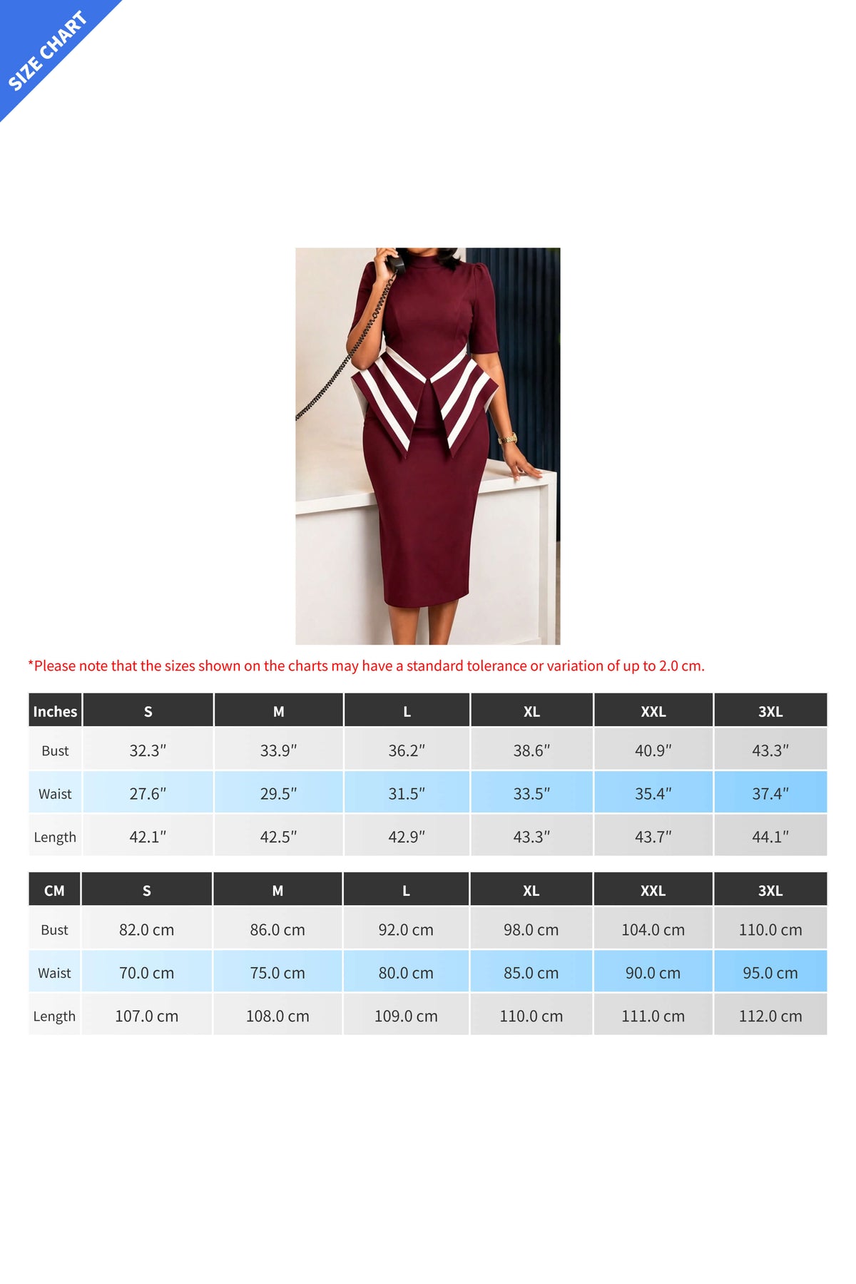 Contrast Peplum Mock Neck Pencil Dress Lavish Daily