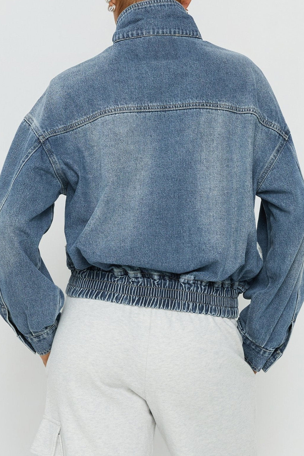 Vintage Washed Denim Stand Collar Jacket Lavish Daily