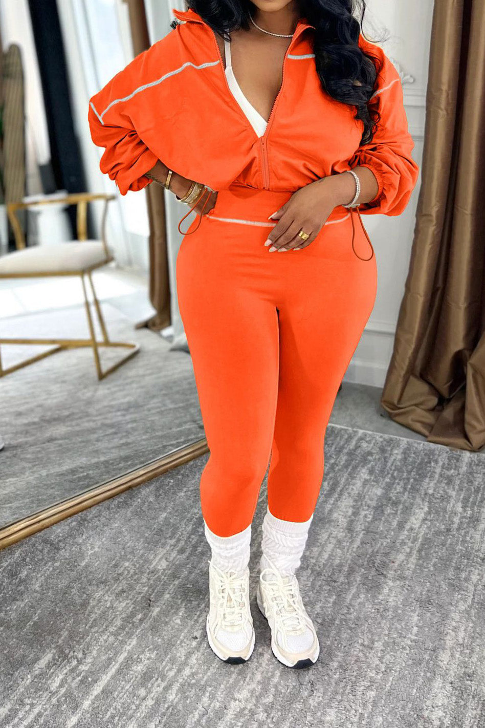 Piped Cropped Active & Lounge 2-Piece Set