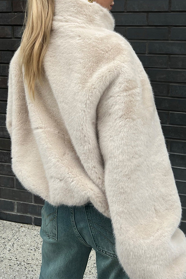 Faux Fur Zipper Crop Jacket Lavish Daily
