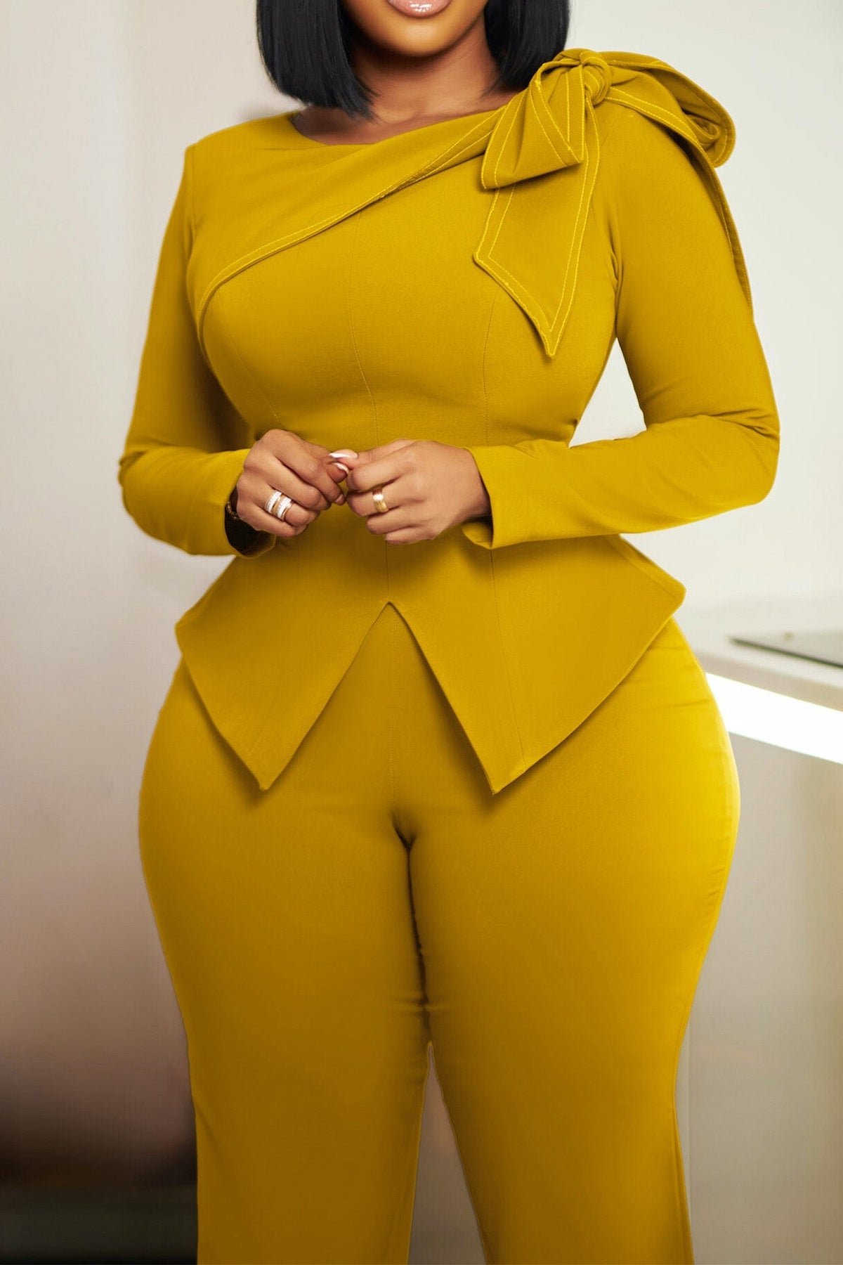 Solid Color Long Sleeve Top & Pants Set Lavish Daily