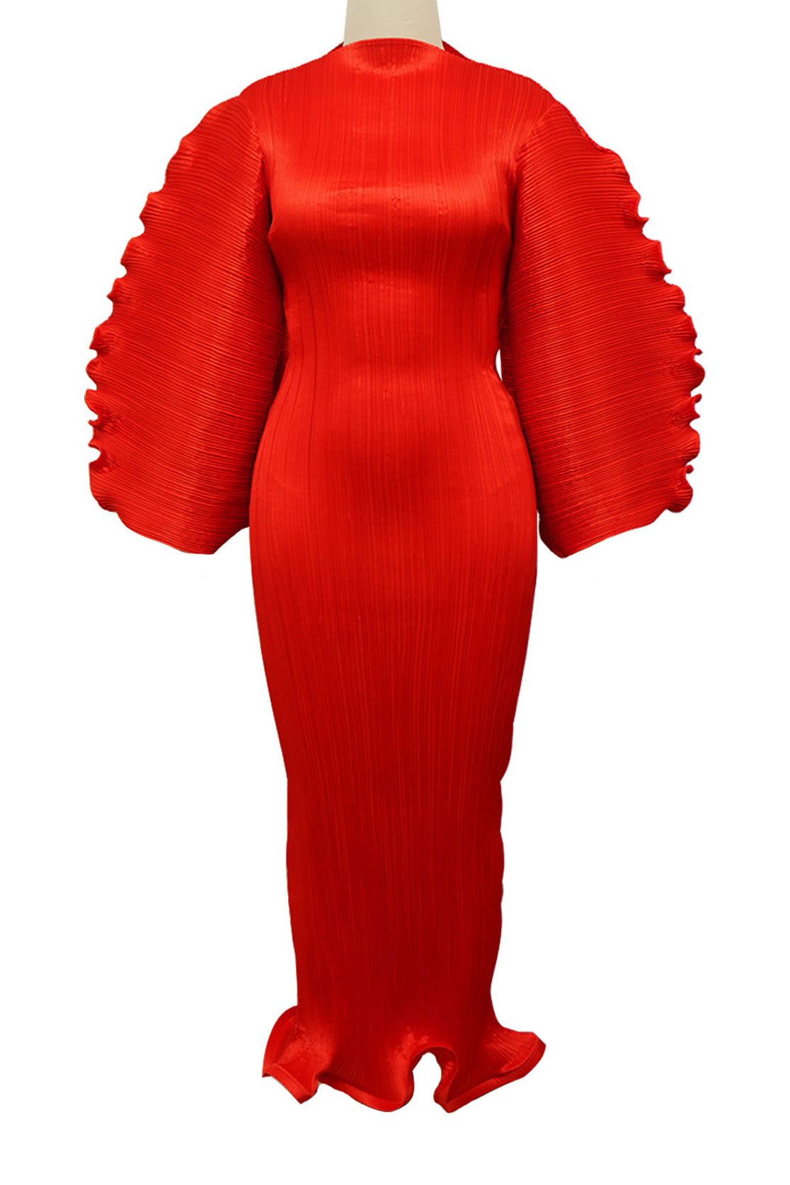 Elegant Pleated Maxi Dress with Lantern Sleeves Lavish Daily