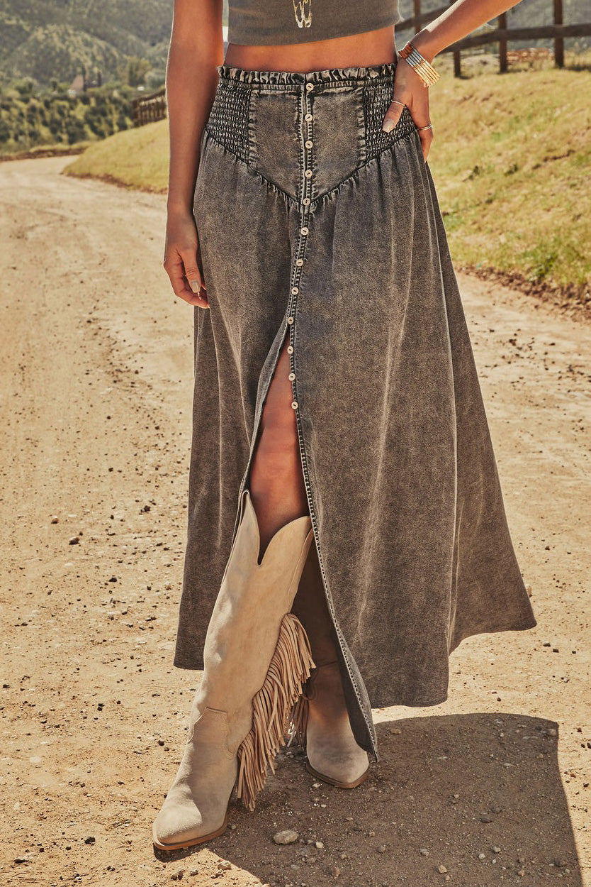 Street Style Straight A-Line Denim Skirt Lavish Daily