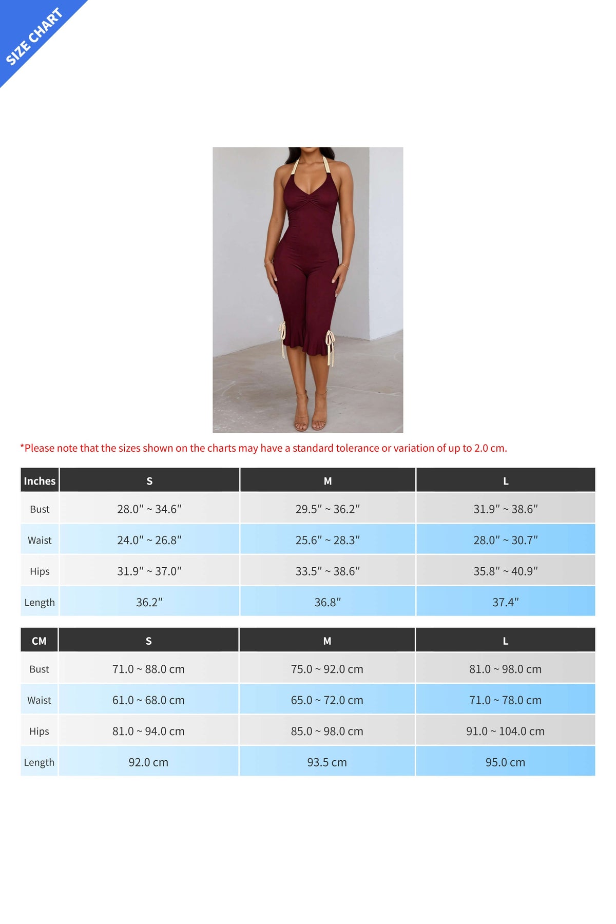 Contrast Halter Ruffle Hem Jumpsuit LavishDaily