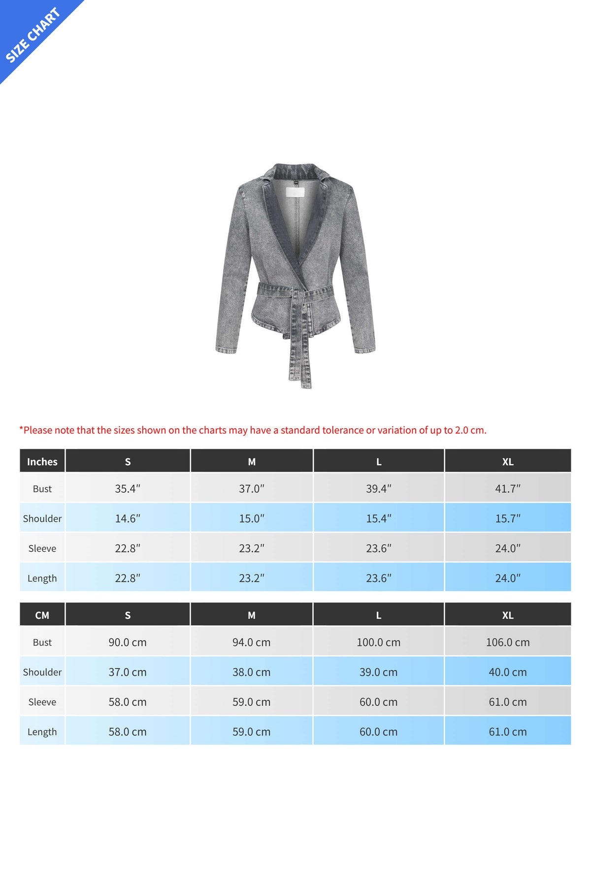 Denim Stand Neck Belted Loose Jacket Lavish Daily