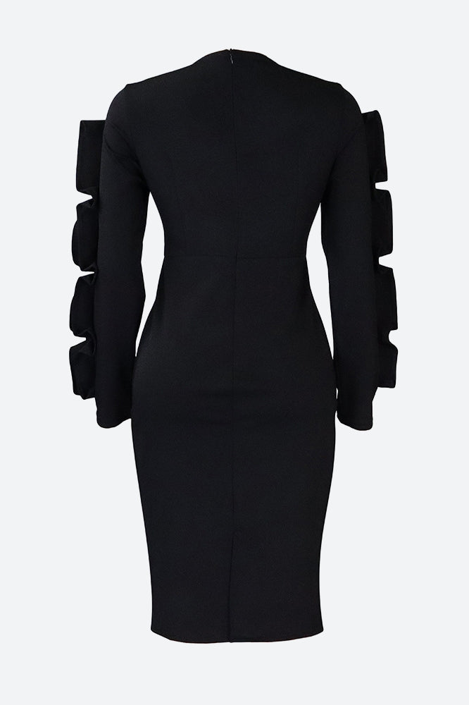 Ruffle Hem Solid Color Bodycon Dress Lavish Daily