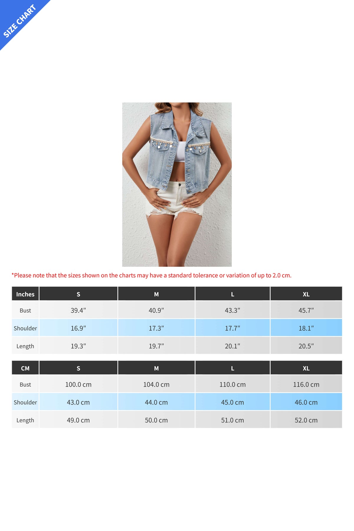 Single-breasted Fringe Denim Vest Lavish Daily