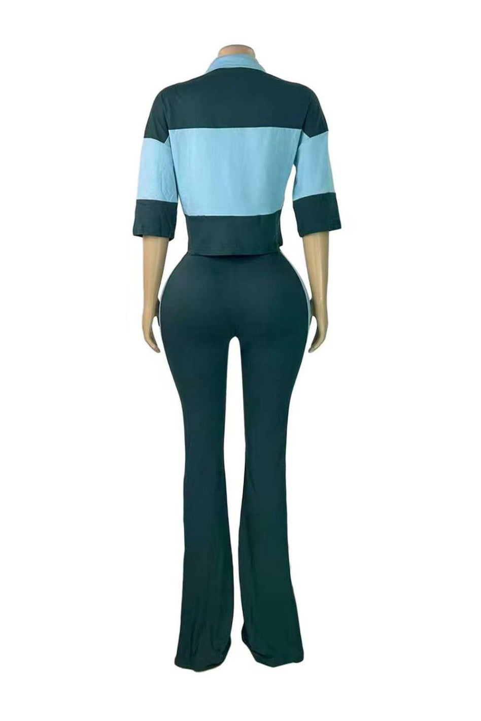 Collared Top & Flare Pants Two-Piece Set Lavish Daily