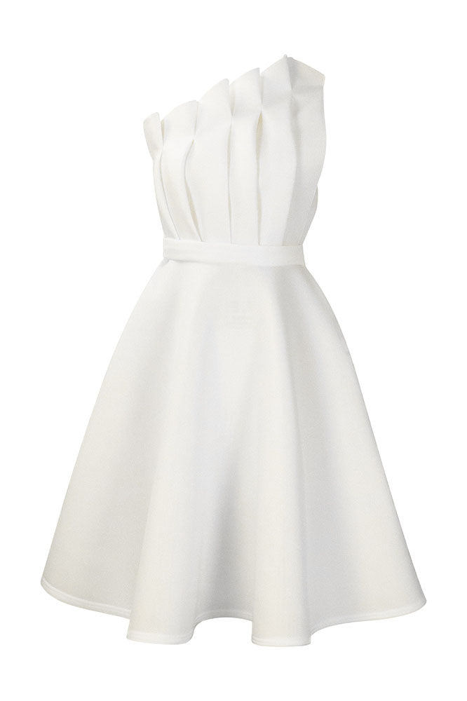 Pleated Asymmetric Cut Long Dress Lavish Daily