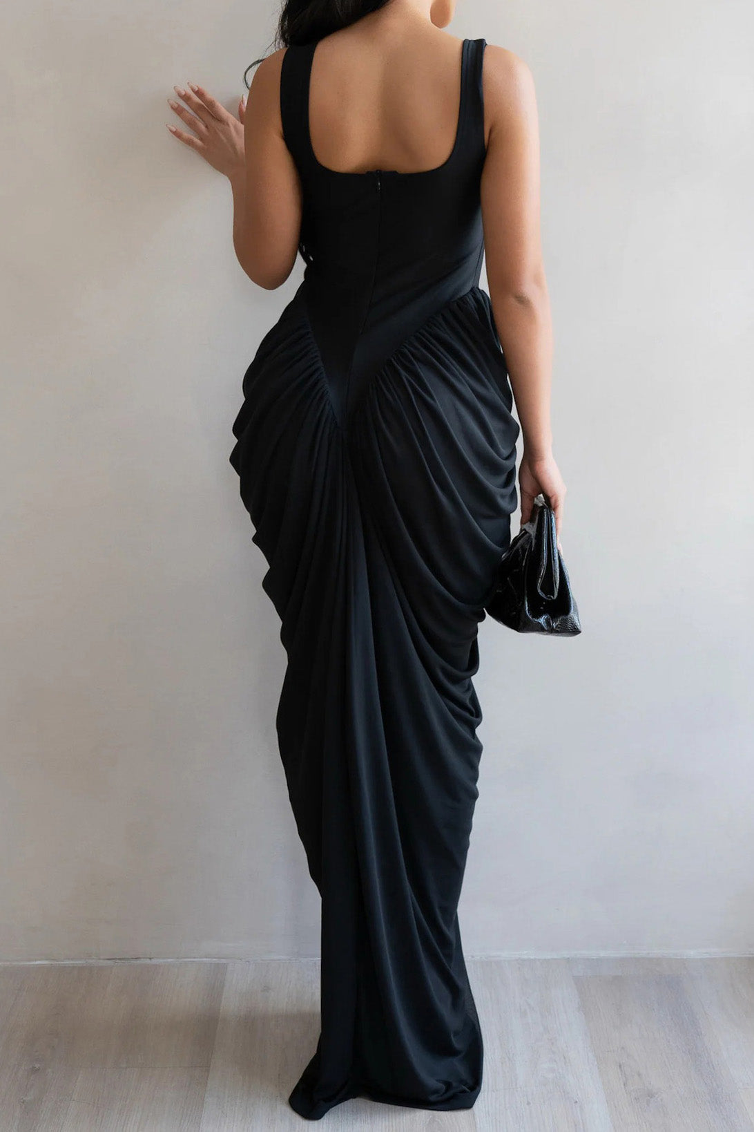 Draped V-Waist Chiffon Maxi Dress Lavish Daily