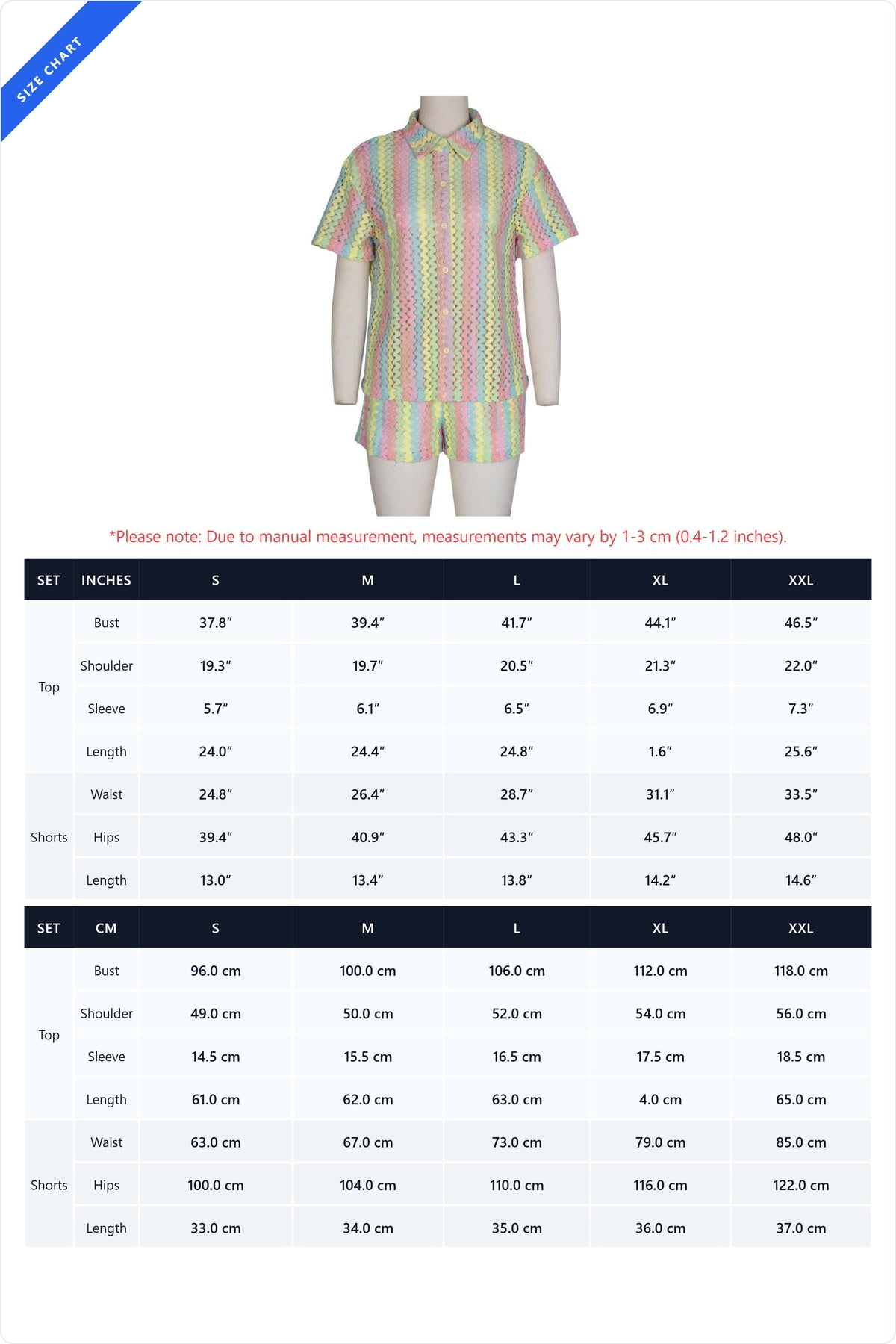 Crochet Chevron Short Sleeve Button-Down & Shorts Set Lavish Daily