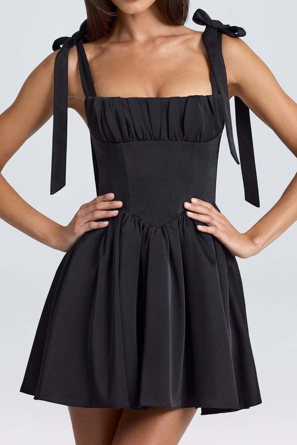 Pintucked Shirred Mini Dress Lavish Daily