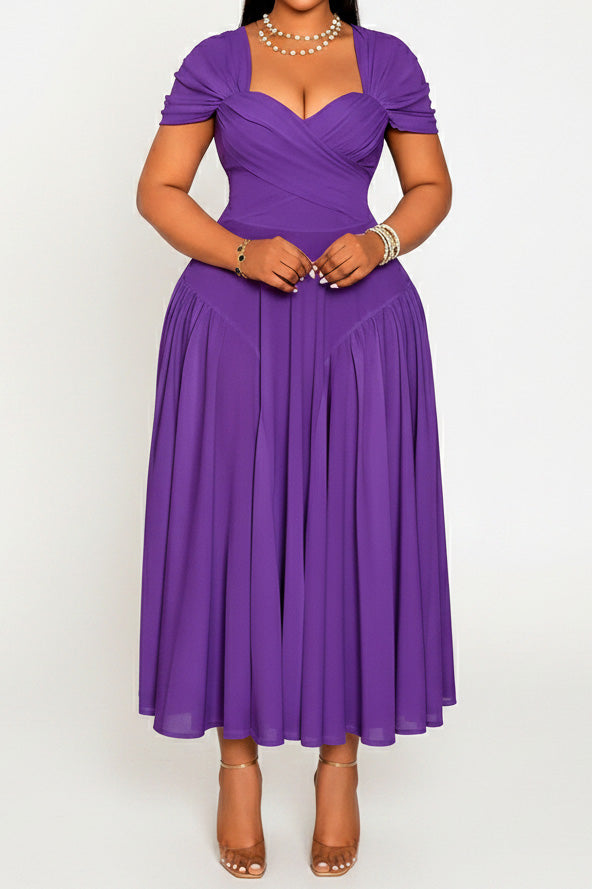 Plus Size Sweetheart Draped Midi Dress Lavish Daily