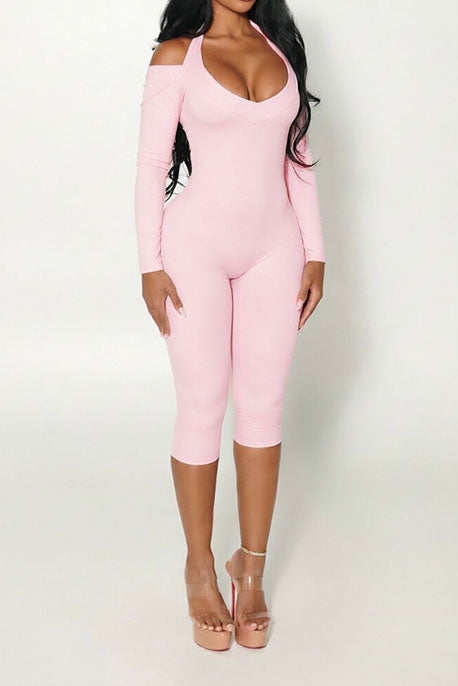 Snake-Print Halter Capri Jumpsuit Lavish Daily
