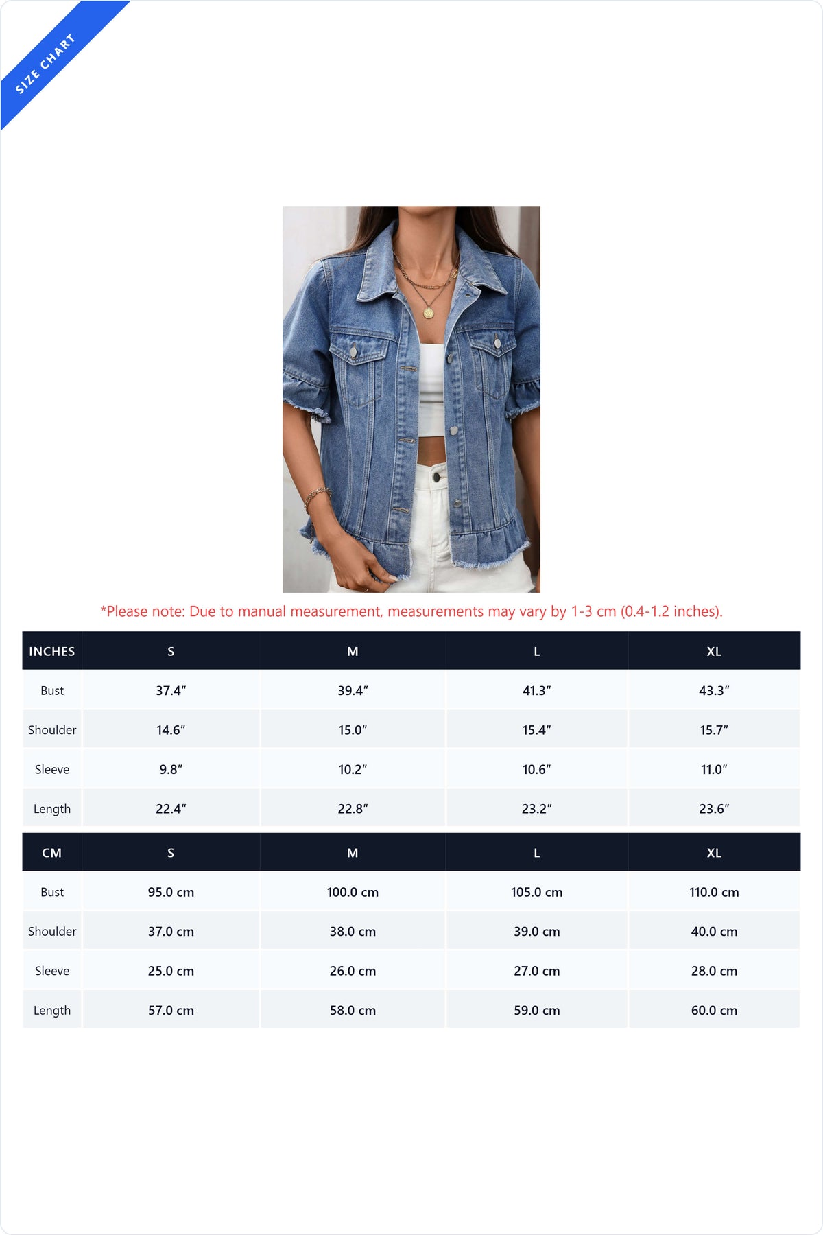 Ruffled Raw Hem Short Sleeve Denim Jacket Lavish Daily