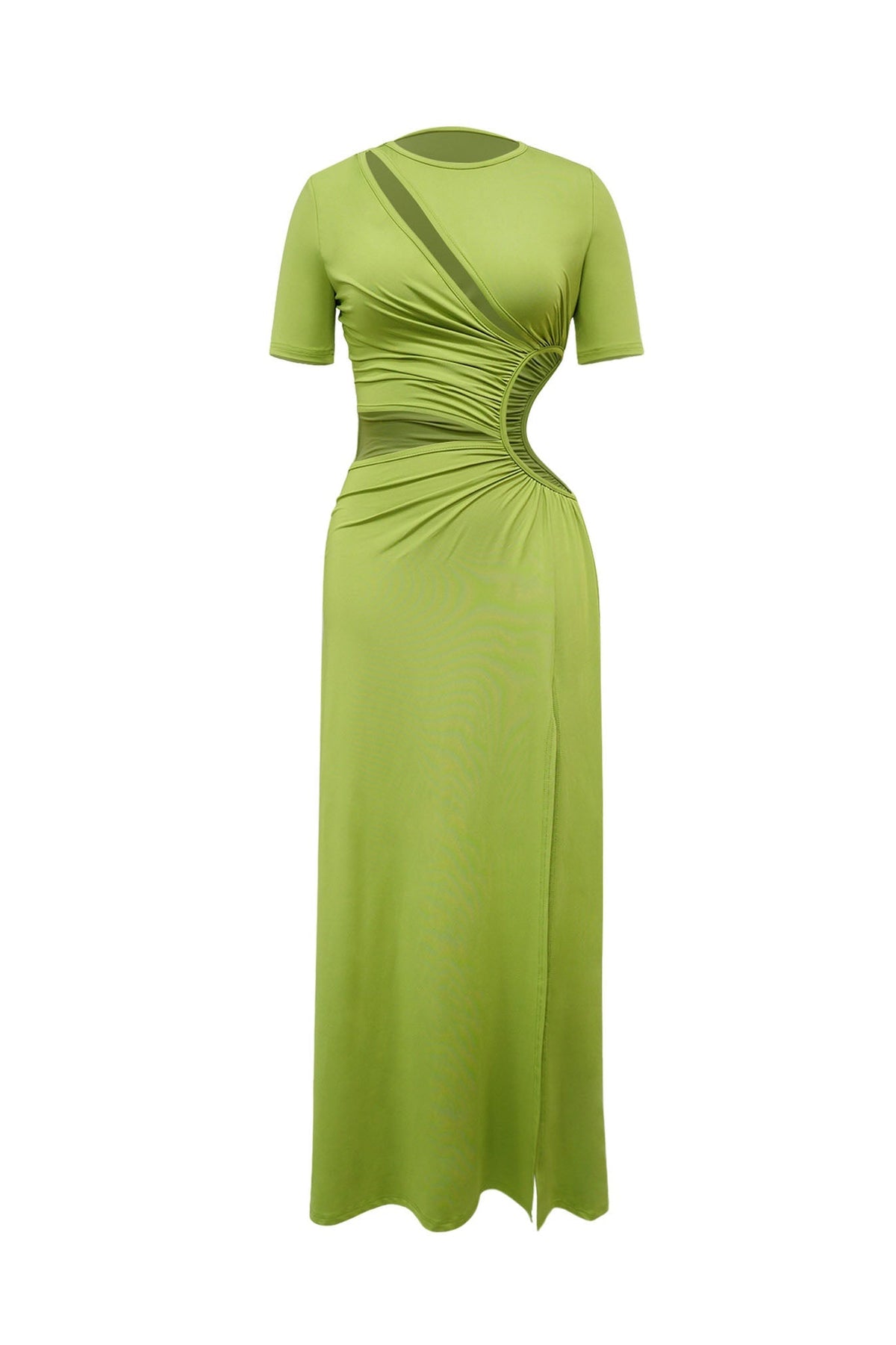 Cutout Ruched High Slit Maxi Dress Lavish Daily