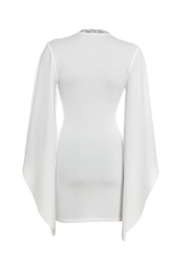 Ruffle Flare Sleeve Bodycon Dress Lavish Daily