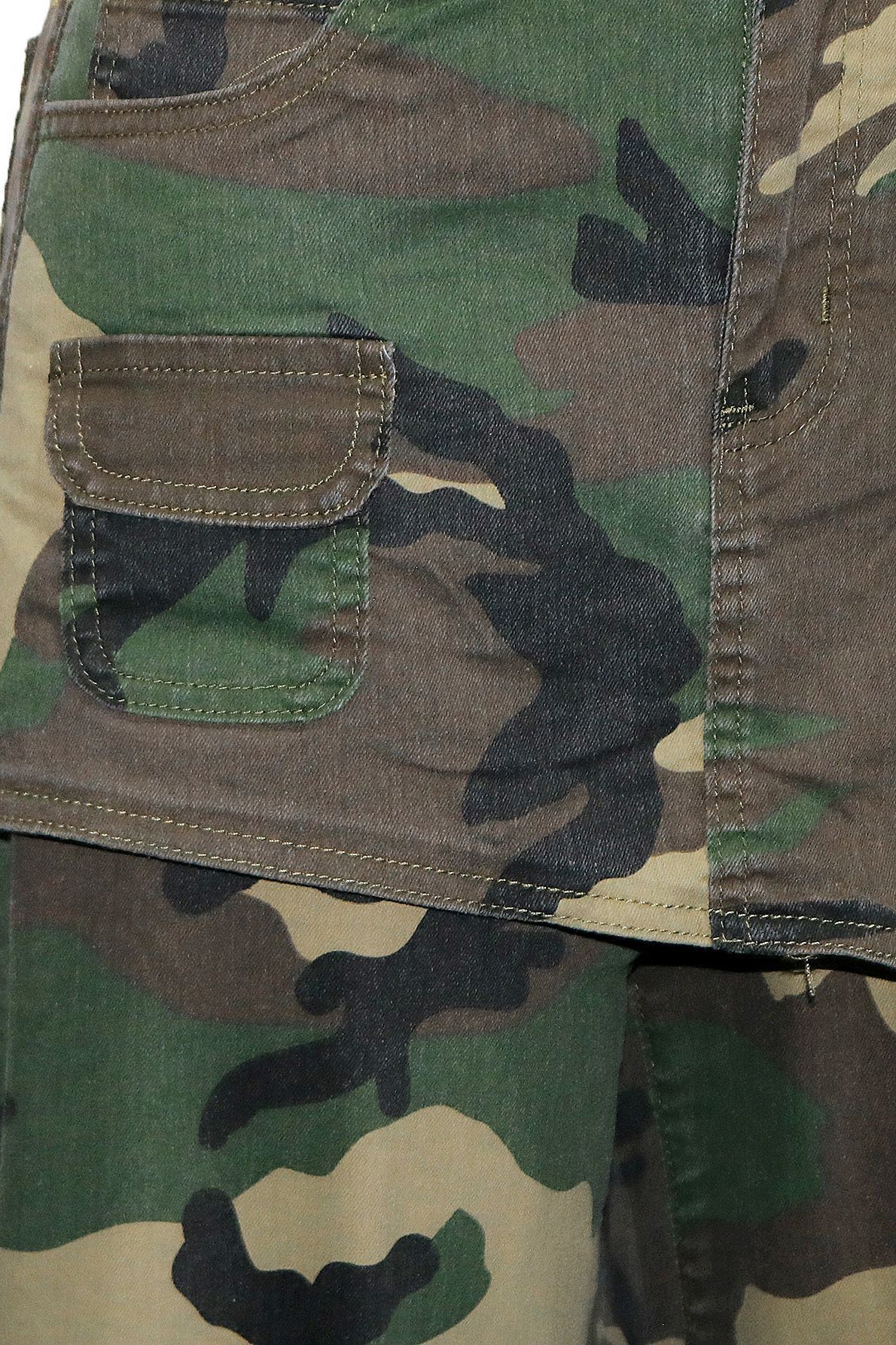 Camo Asymmetrical Skirt Overlay Wide Leg Pants Lavish Daily