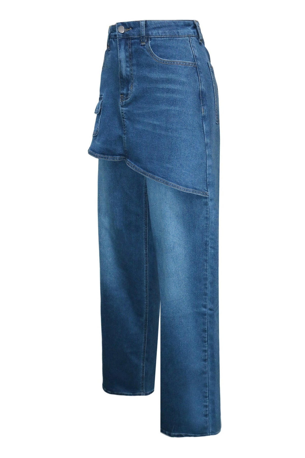 Skirt Overlay Wide Leg Baggy Jeans LavishDaily