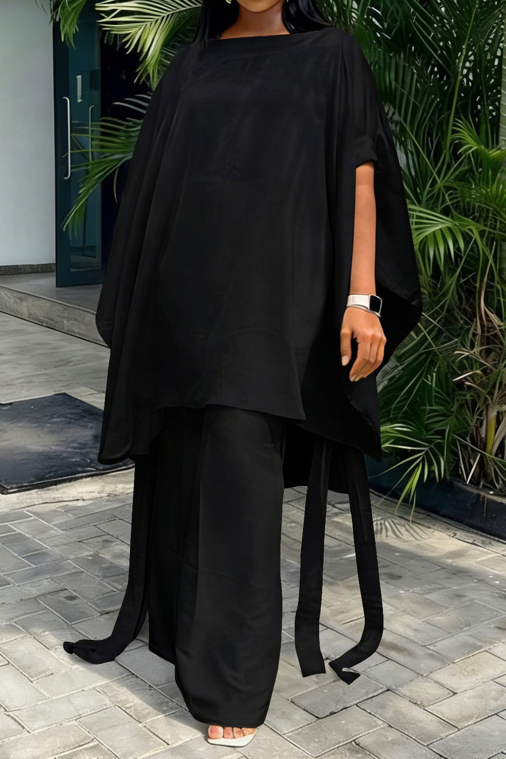 Plus Size Cape & Palazzo Pant Set LavishDaily