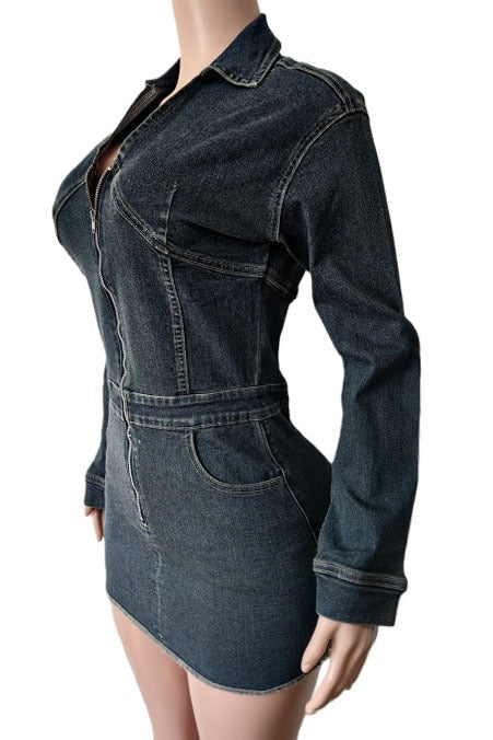 Zip-Up Denim Corset Mini Dress Lavish Daily