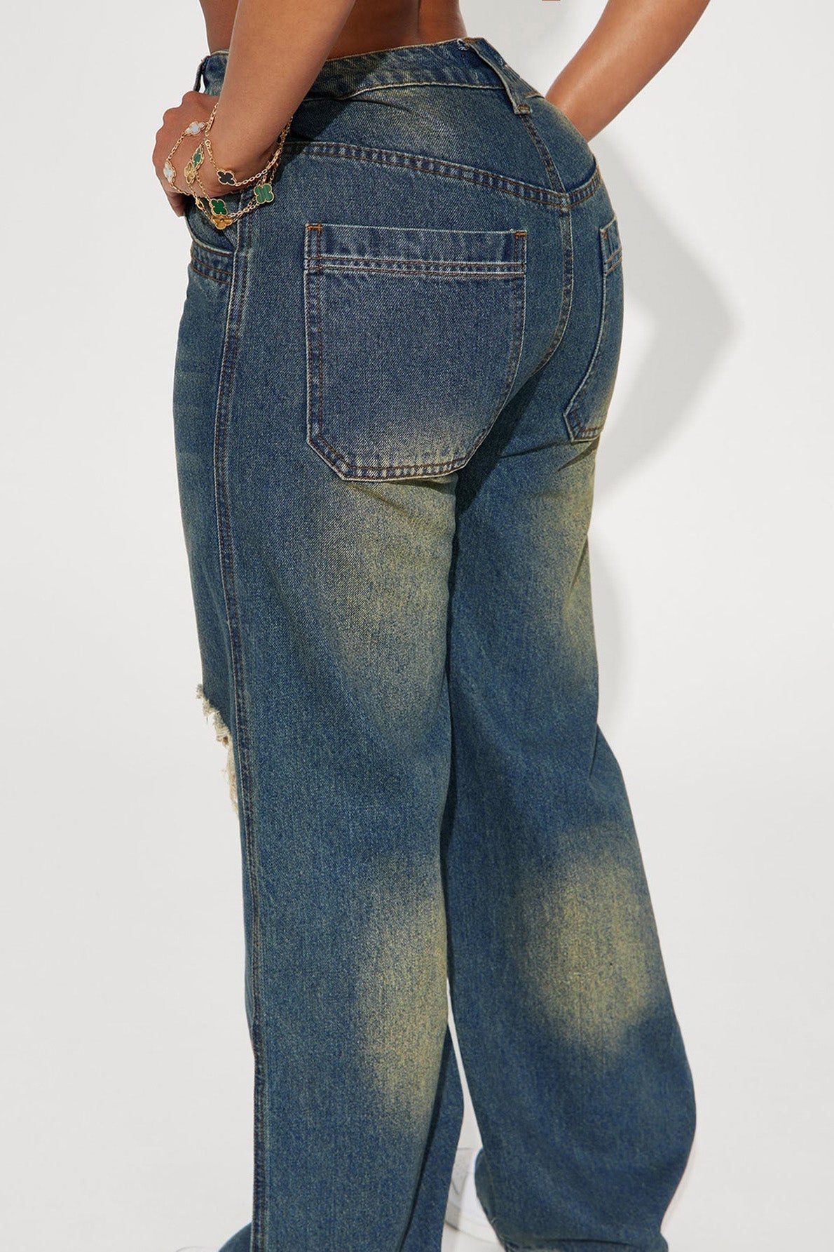 Vintage Washed Distressed Baggy Jeans Lavish Daily