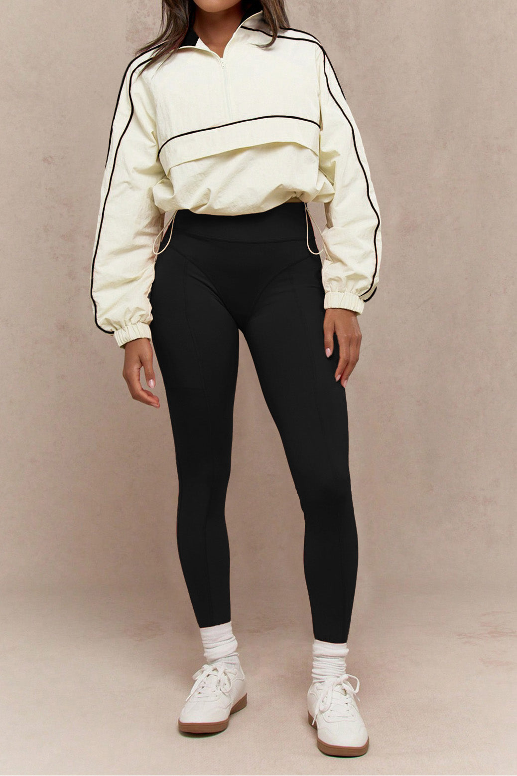 Drawstring Waist Nylon Top & Yoga Pants Activewear Set Lavish Daily
