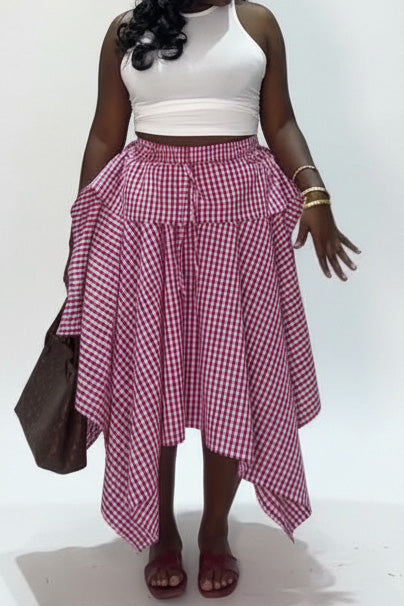 Plaid Asymmetrical Handkerchief Skirt Lavish Daily