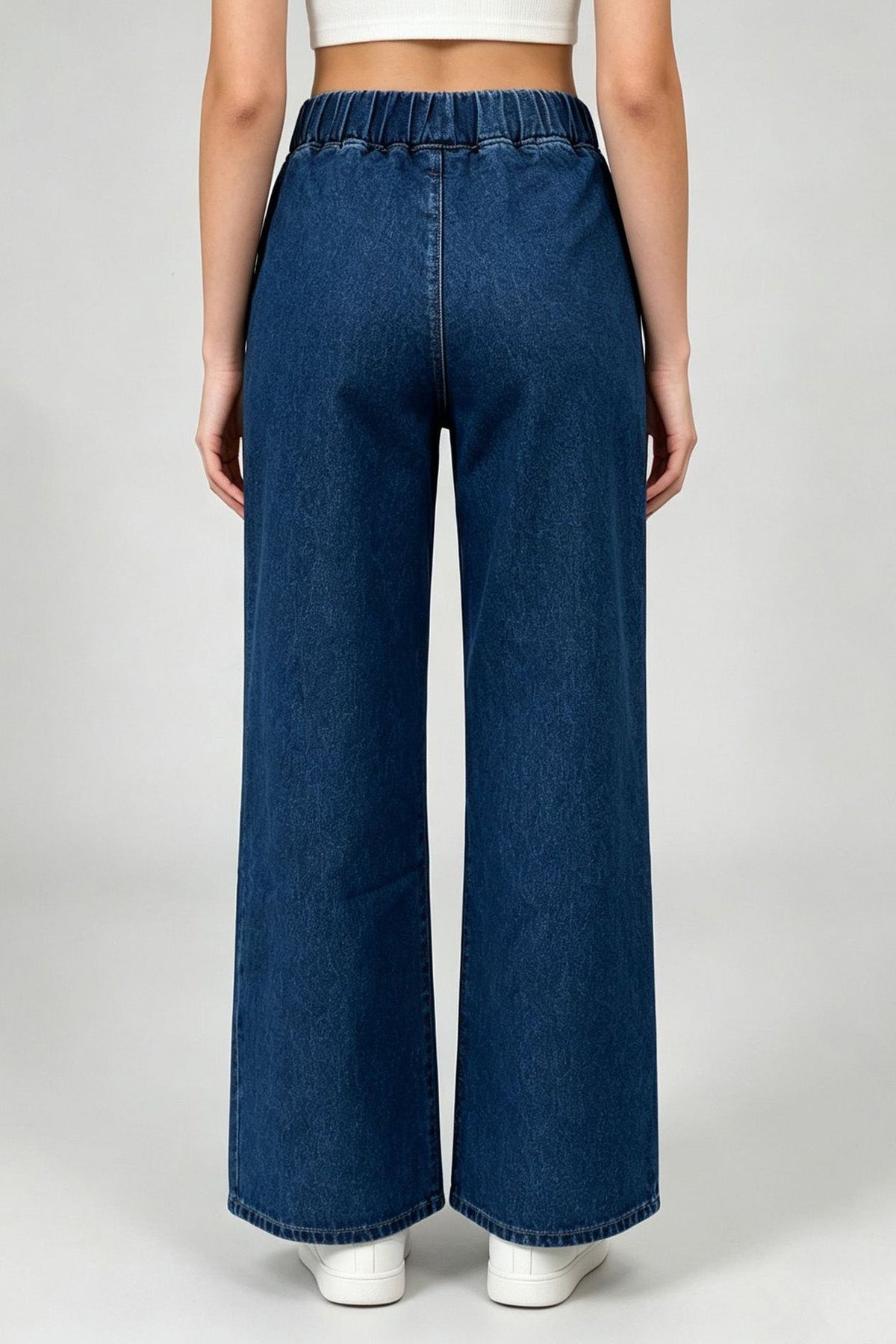Elastic Waist Non-Stretch Wide Leg Jeans Lavish Daily