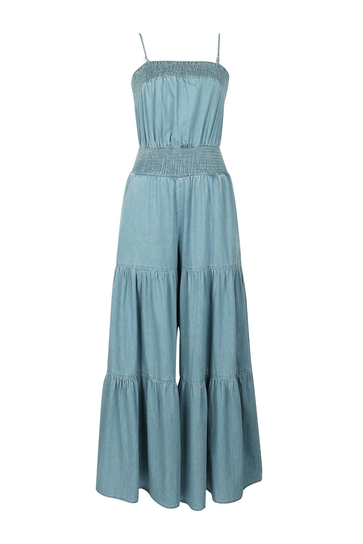 Denim Sleeveless Wide-Leg Jumpsuit Lavish Daily