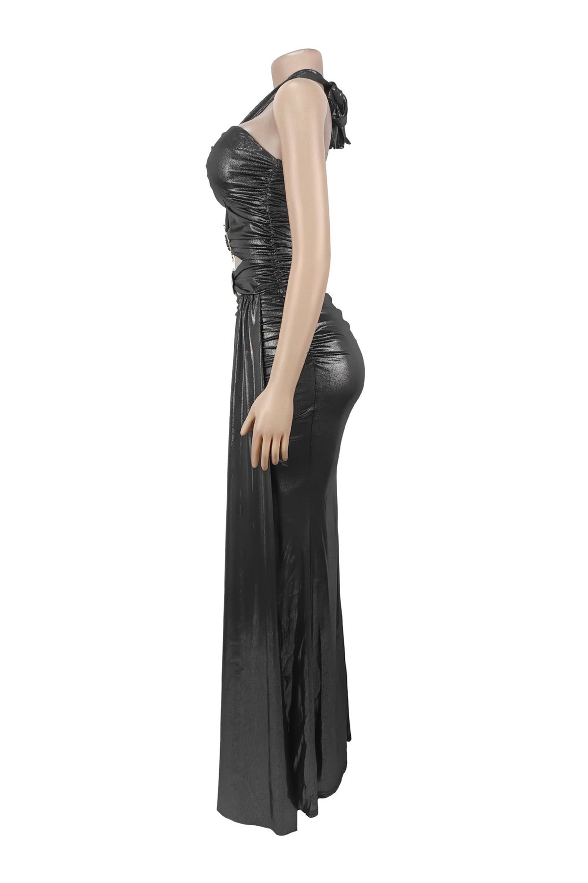 Metallic Hardware Cutout Maxi Dress Lavish Daily