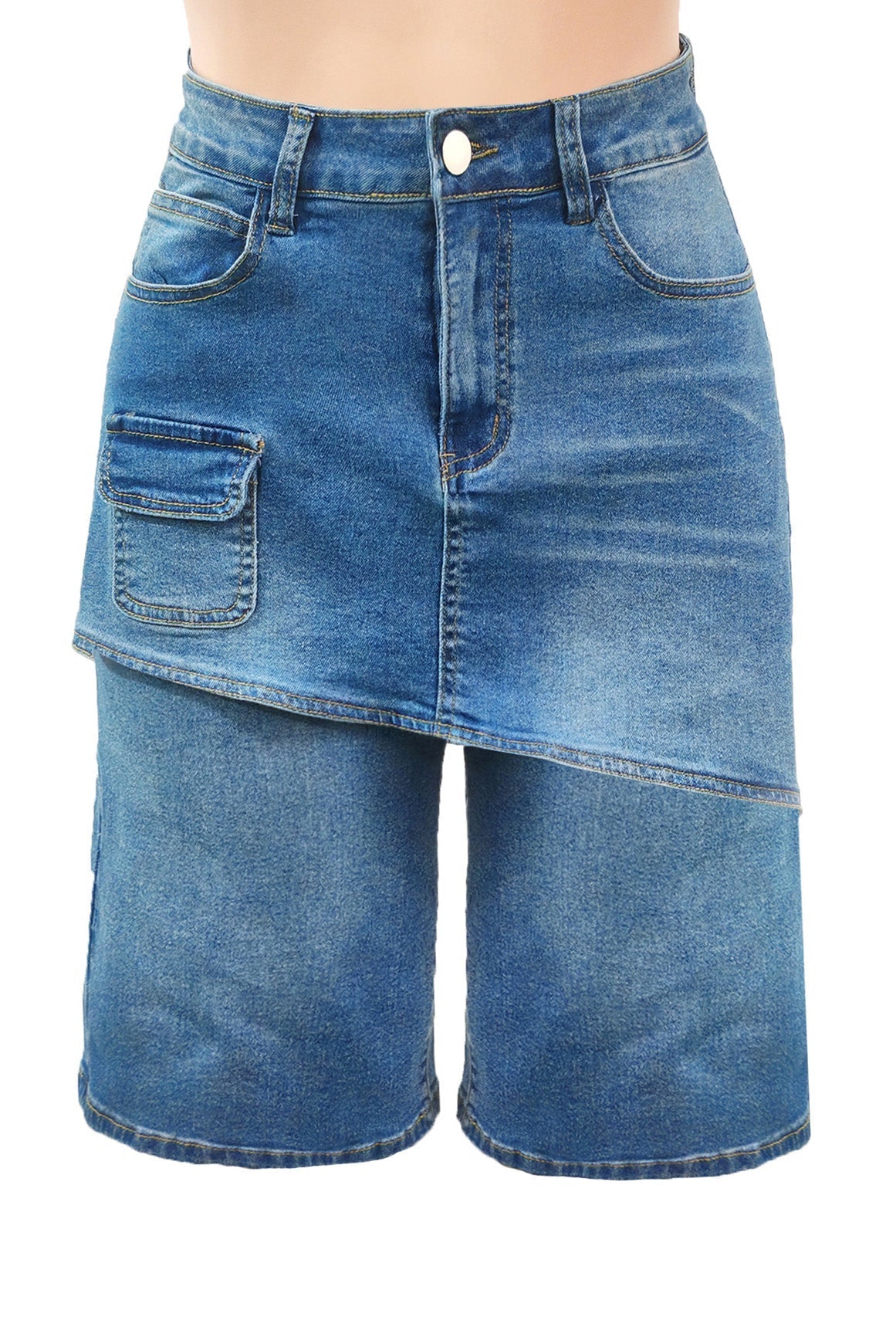 Layered Baggy Denim Skort Shorts Lavish Daily