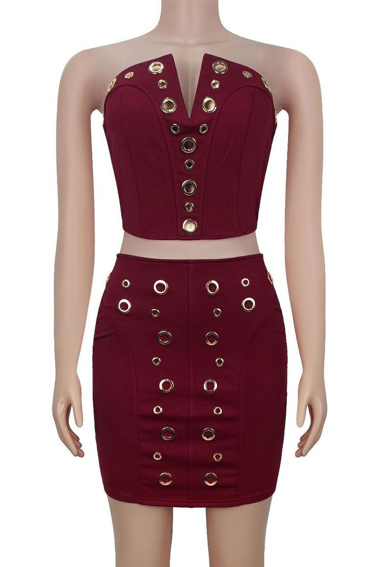 Strapless Eyelet Two Piece Skirt Set Lavish Daily