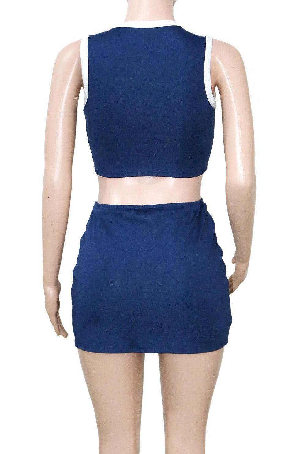 Contrast Trim Crop Tank & Skort Set LavishDaily