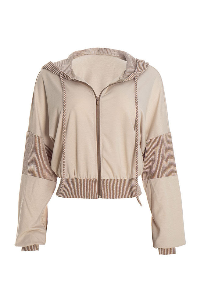Contrast-Panel Zip Hoodie & Shorts Set Lavish Daily