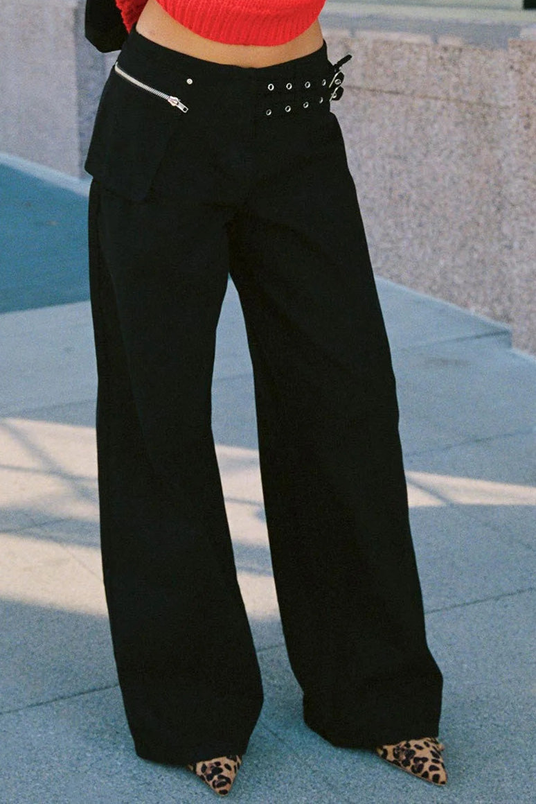 Low-Rise Wide-Leg Cargo Jeans Lavish Daily