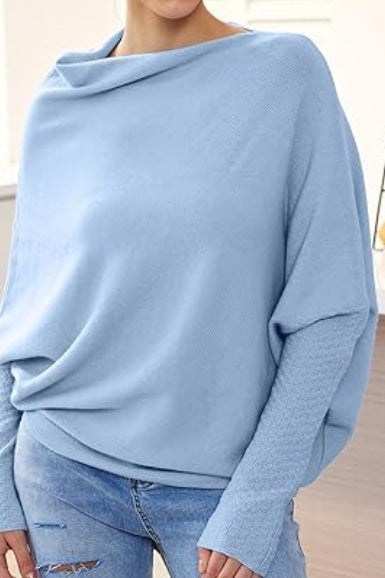 Solid Crew Neck Long Sleeve Top Lavish Daily