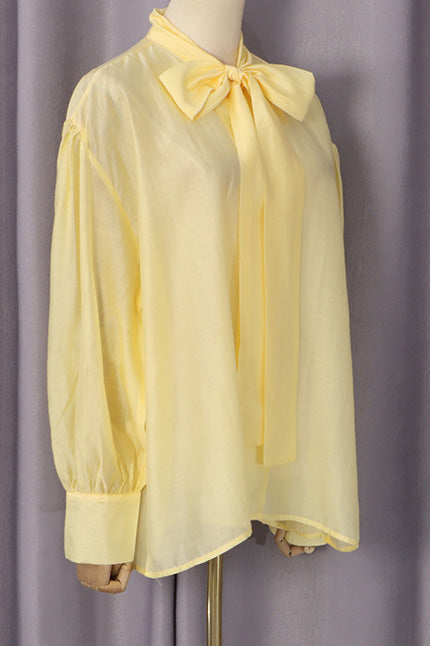 Satin Scarf-Neck Blouse Lavish Daily