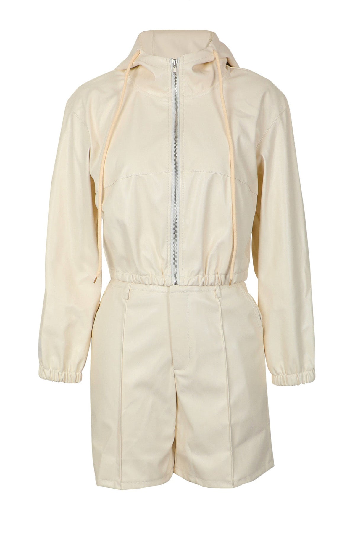 Faux Leather Hooded & Shorts Set Lavish Daily