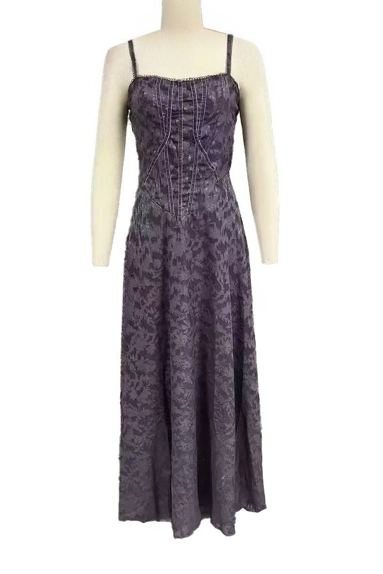 Floral Jacquard Corset Maxi Dress Lavish Daily