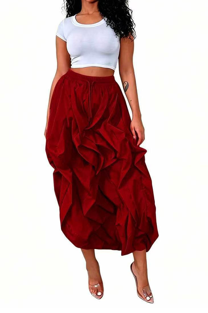 Cascading Ruffle Midi Skirt Lavish Daily