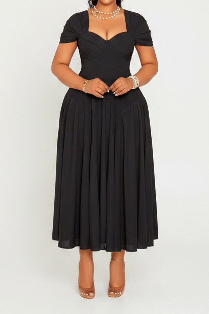 Plus Size Sweetheart Draped Midi Dress Lavish Daily