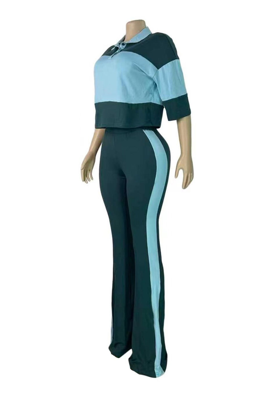 Collared Top & Flare Pants Two-Piece Set Lavish Daily