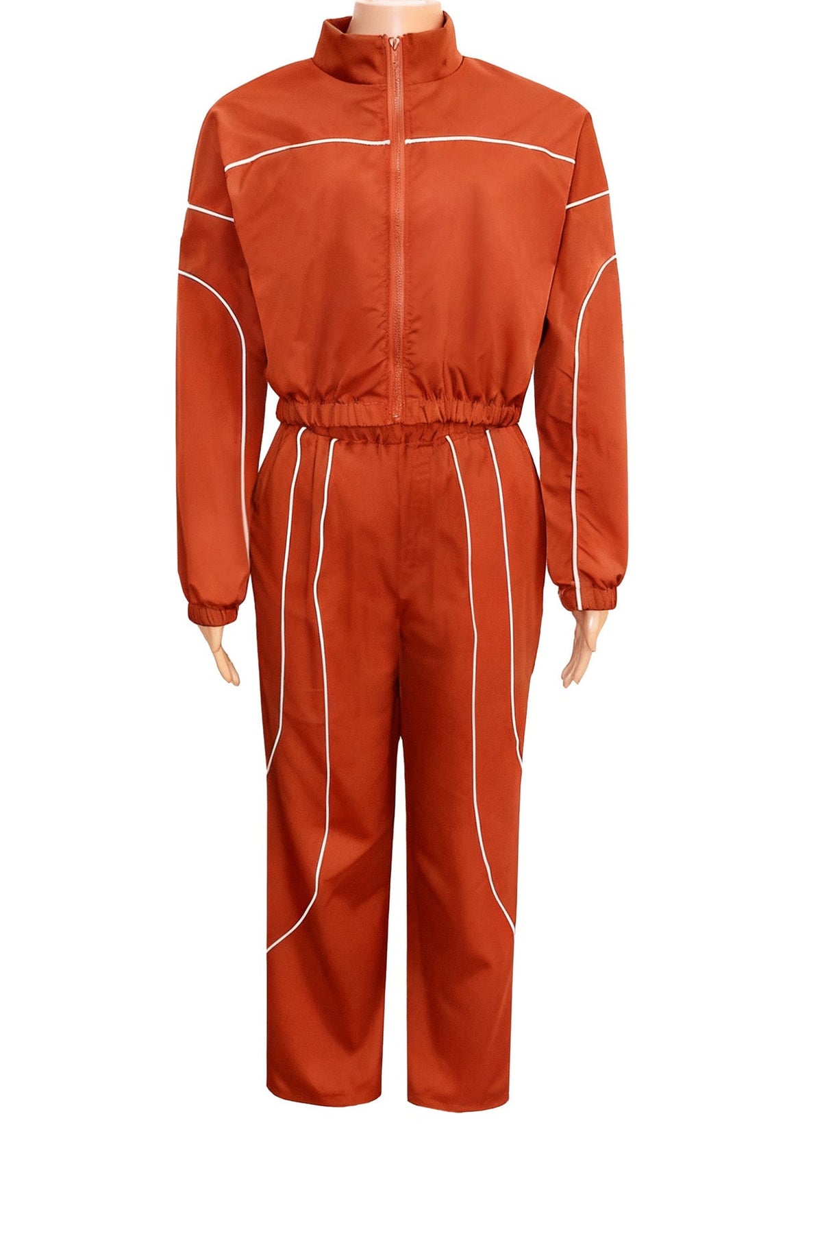 Contrast Piping Zip Pant Set Lavish Daily