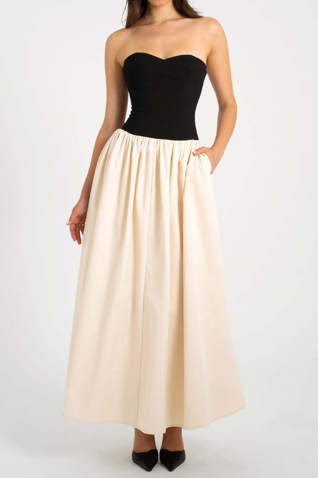 Colorblock Strapless Sleeveless Dress Lavish Daily