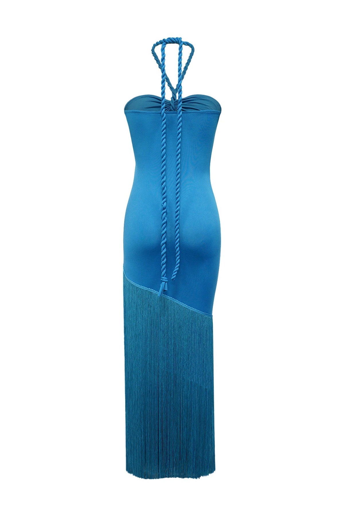 Halter Cutout Fringe Maxi Dress Lavish Daily