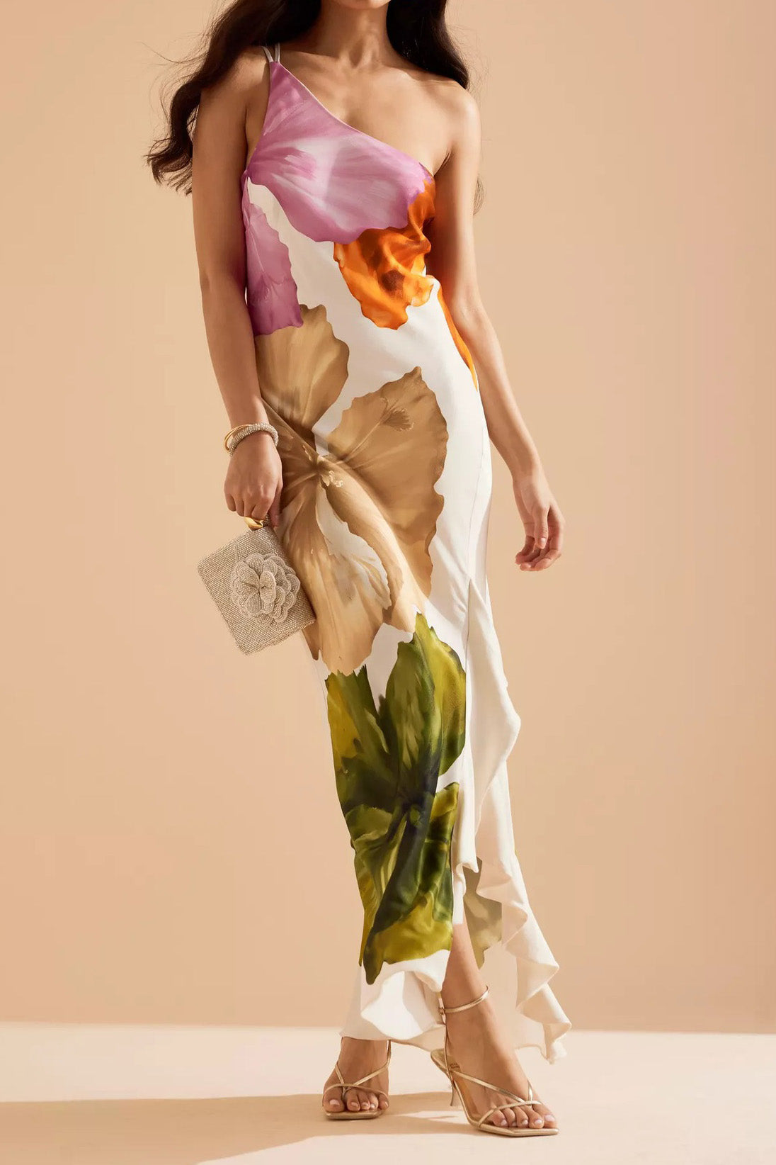 One Shoulder Printed Casual Vacation Dress Lavish Daily