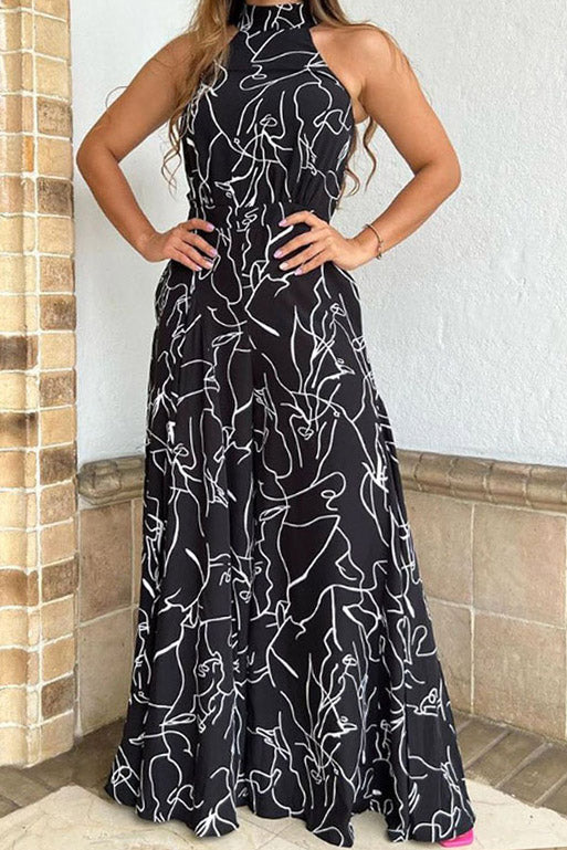 Round Neck Printed Jumpsuit for Women Lavish Daily